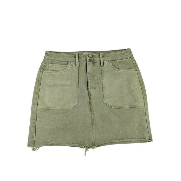 Unpublished Green Denim Jean Mini Skirt Sz 30 pockets Anthropologie - Picture 1 of 11